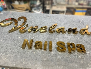 Gia công chữ inox vàng Vineland Nails Spa