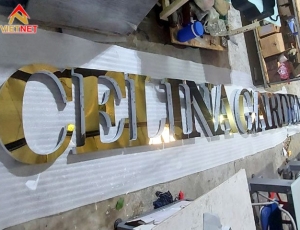 Gia công chữ nổi inox vàng gương Celina Garden
