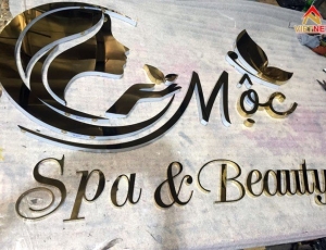 Làm chữ inox vàng cho tiệm Spa Mộc