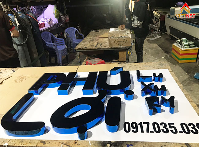 Quy trình gia công bộ chữ inox xanh dương Phú Lợi