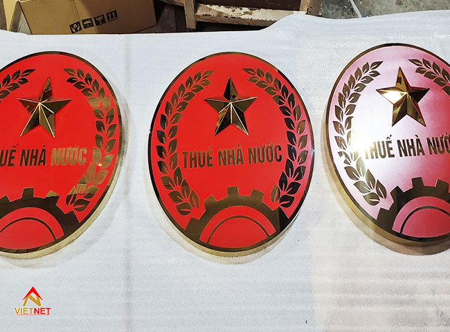 Gia công bộ logo inox ăn mòn cho cục chi thuế