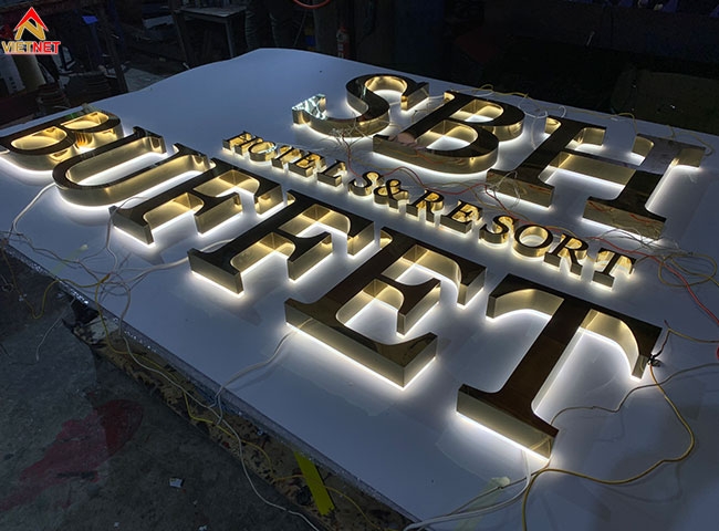 Chữ nổi inox vàng gương SBH BUFFET