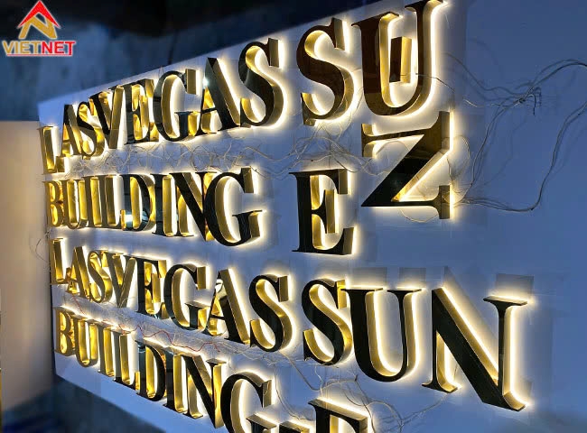 Gia công chữ inox vàng chất lượng Lasvegas