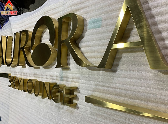 Gia công chữ nổi inox vàng AURORA