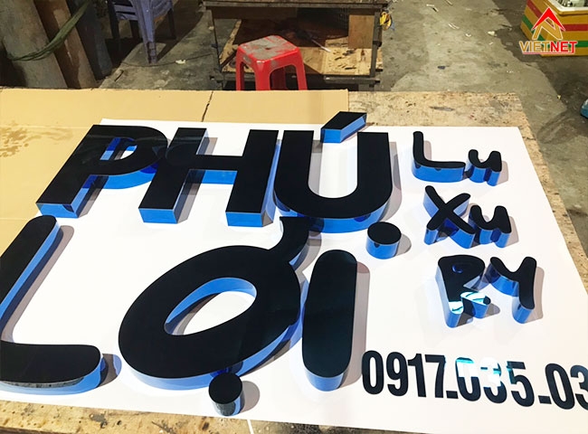 Quy trình gia công bộ chữ inox xanh dương Phú Lợi