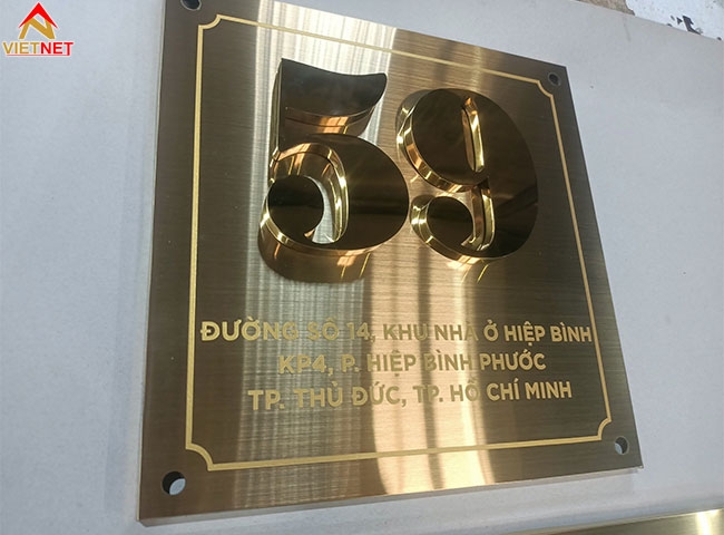 Bảng số nhà inox vàng xước 59